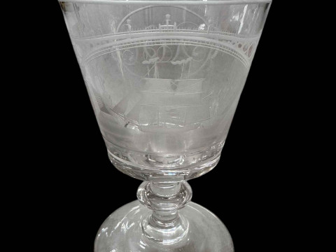 Rummer engraved with Sunderland Bridge.