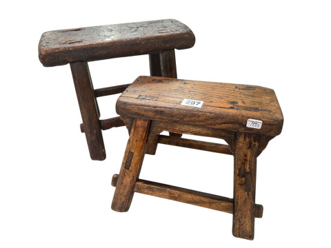 Two small antique jointed stools.