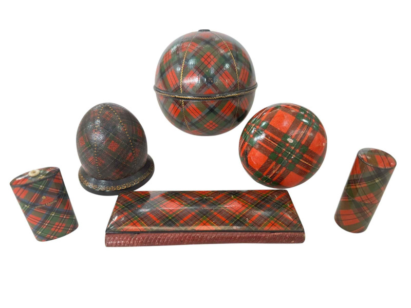 Six pieces of Tartan ware.