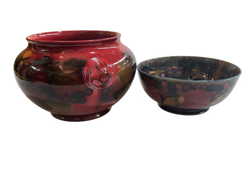 Large Moorcroft Jardiniere and a Moorcroft bowl.