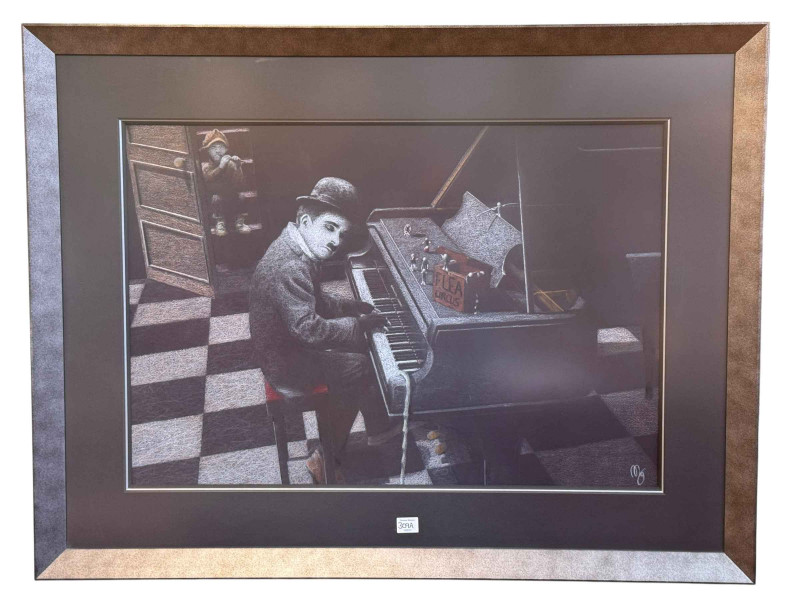 Mark Grieves, The Entertainer, pastel, initialled lower right, 53cm by 77cm, framed *ARR (Artists Resale Royalty Charge) may apply to this lot*.