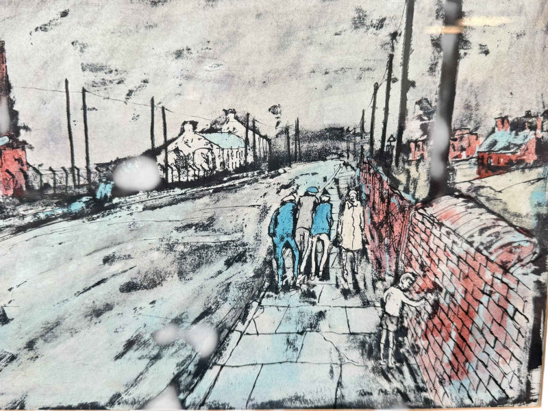 Tom McGuinness, Bear Park Colliery, Original Wash Off, signed lower right, 20cm by 57cm, framed, London Art Gallery Label verso. NOTE: Inspected and verified by Gallerina, Darlington. *ARR (Artists Resale Royalty Charge) may apply to this lot*.