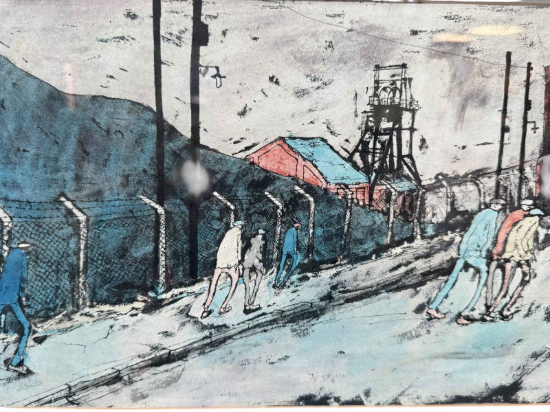Tom McGuinness, Bear Park Colliery, Original Wash Off, signed lower right, 20cm by 57cm, framed, London Art Gallery Label verso. NOTE: Inspected and verified by Gallerina, Darlington. *ARR (Artists Resale Royalty Charge) may apply to this lot*.