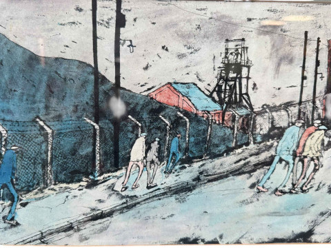 Tom McGuinness, Bear Park Colliery, Original Wash Off, signed lower right, 20cm by 57cm, framed, London Art Gallery Label verso. NOTE: Inspected and verified by Gallerina, Darlington. *ARR (Artists Resale Royalty Charge) may apply to this lot*. thumbnail