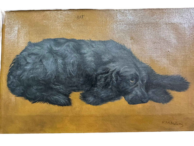 Frances Mabel Hollams (1877-1963), 'Bat' Study of a Spaniel, and Study of a Poodle, two oils on canvas, one signed and other initialled, 24.5cm by 39.5cm and 24.5cm by 34.5cm, both framed. *ARR (Artists Resale Royalty Charge) may apply to this lot*.