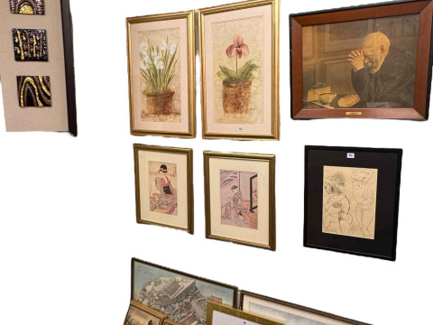 Collection of 13 various framed pictures including contemporary artwork,...