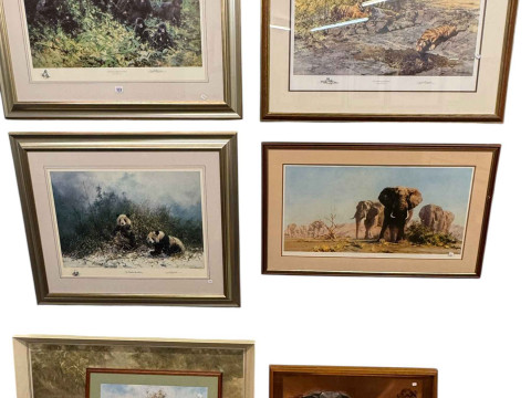 David Shepherd, six framed prints, including three limited edition and...