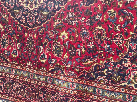 Hand knotted Persian Mashad carpet 3.10 by 2.00. thumbnail