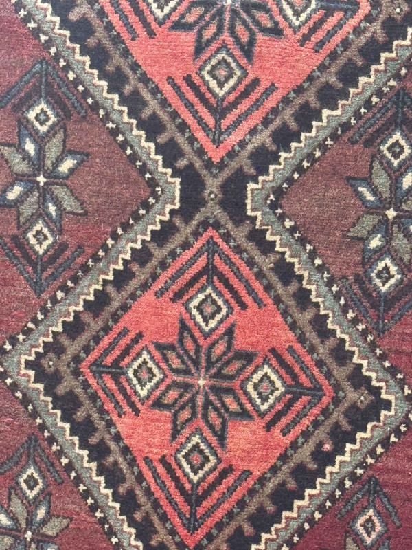 Hand knotted antique Persian Saveh rug 2.07 by 1.10.