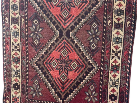 Hand knotted antique Persian Saveh rug 2.07 by 1.10.