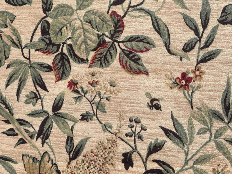 Botanical and butterfly decorated carpet, 3.80m by 2.60m.