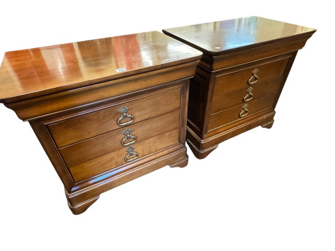 Pair four drawer pedestal chests, 63cm by 67cm by 42cm.
