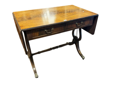 Mahogany two drawer sofa table, 72.5cm by 92cm b 56cm.