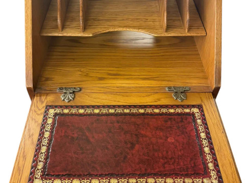 Old Charm oak drawer bureau, 99cm by 54cm by 44cm. thumbnail