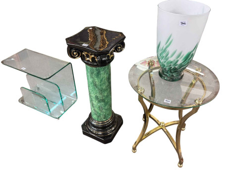 Contemporary all glass magazine table, circular glass topped occasional...