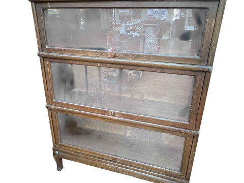 Early 20th Century oak Globe Wernicke style three height bookcase (evidence...