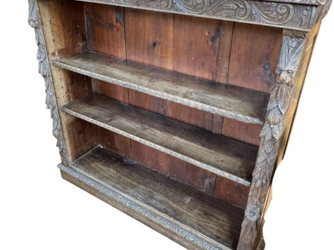 Victorian carved oak open bookcase having two adjustable shelves, 115cm...