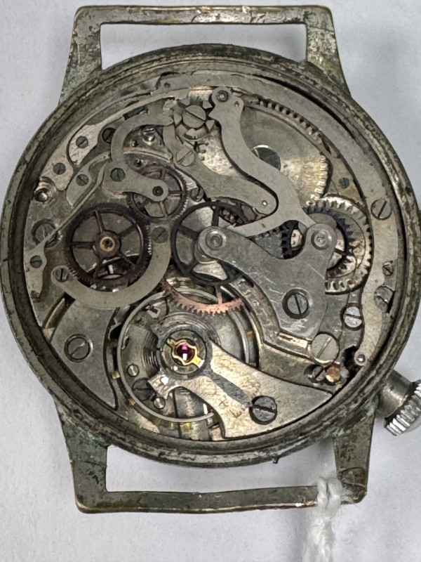 Hanhart German military watch, verso numbered 454.