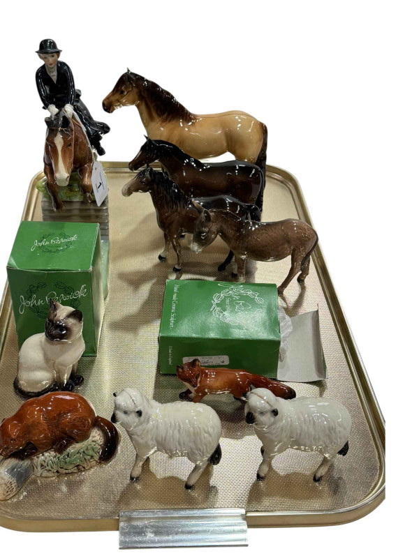 Collection of Beswick including Huntswoman, Donkey, Fox, etc.