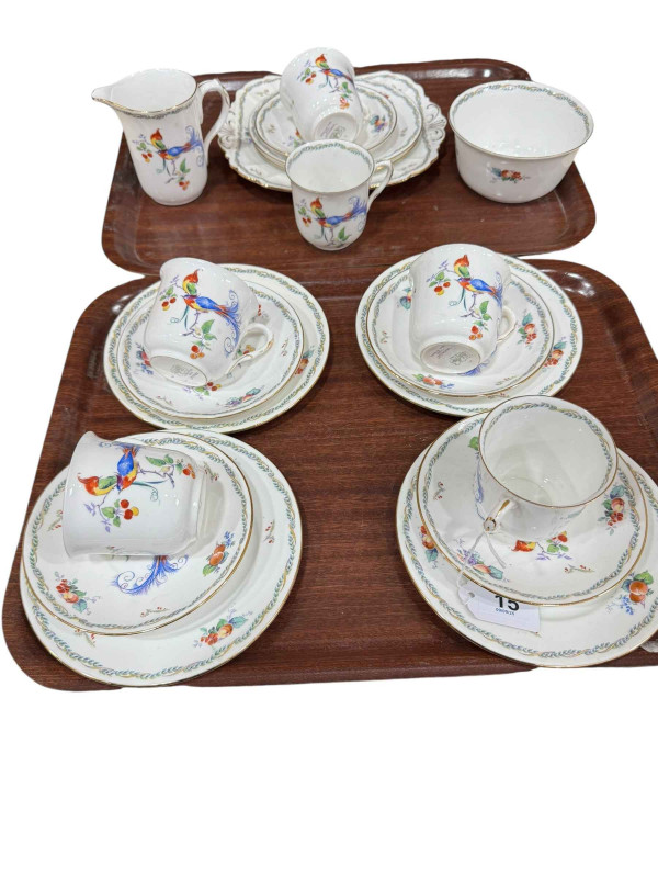 Two trays of Shelley Versaille 11426 teawares.