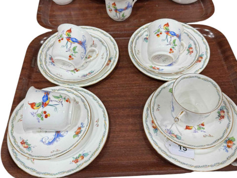 Two trays of Shelley Versaille 11426 teawares.