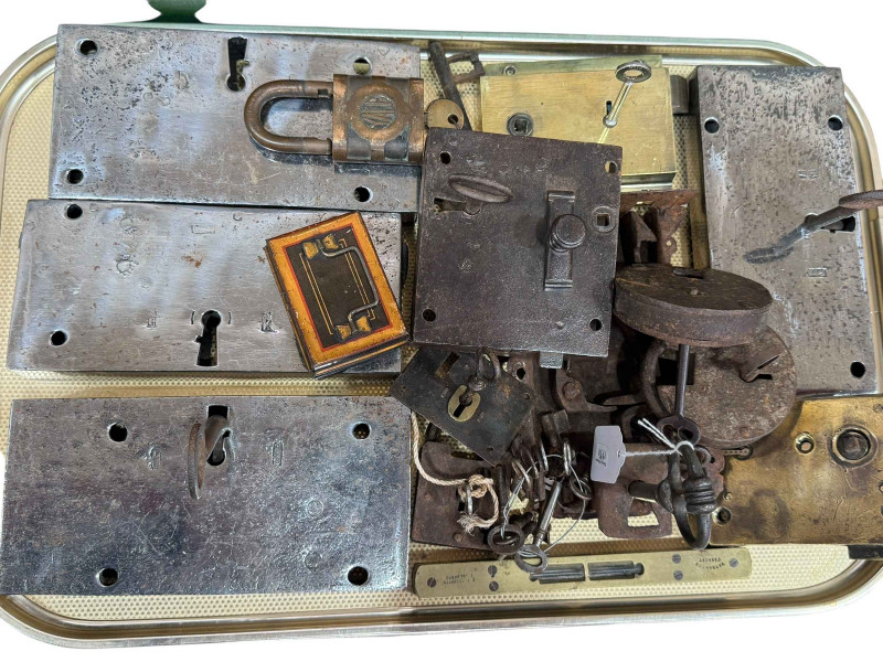 Collection of door locks, keys, etc.