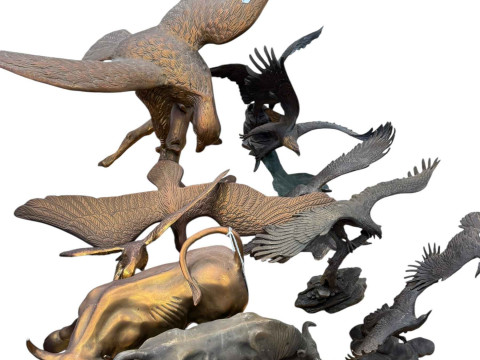 Collection of bronze sculptures by Ronald Van Ruyckevelt (5), cast metal...