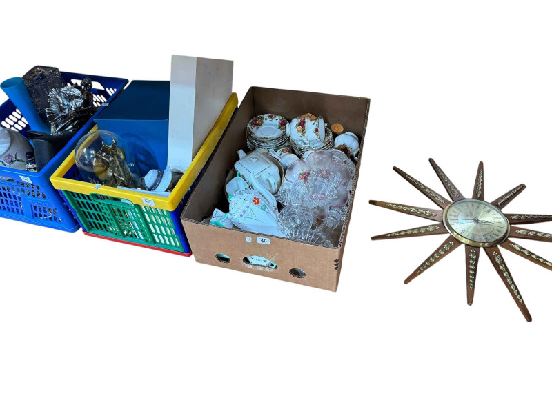 Royal Albert Old Country Roses, Anniversary clock, glass, table lamp, sunburst clock, etc.