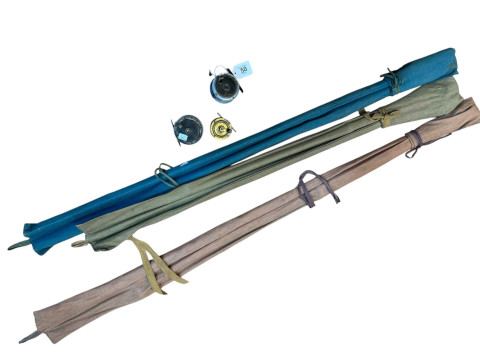 Collection of fishing rods, reels, etc.