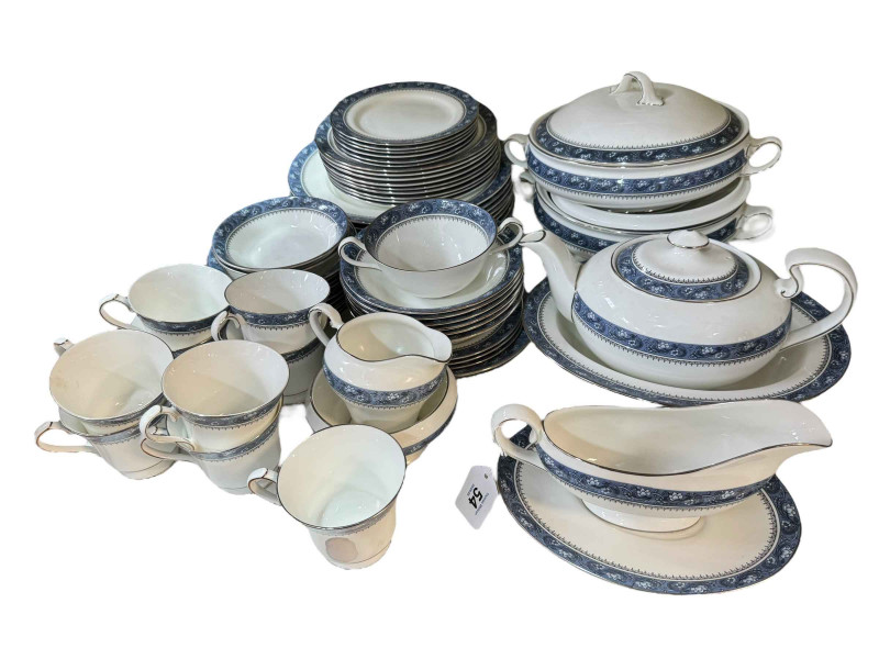 Aynsley Blue Mist table service including tureens, approximately 60 pieces.