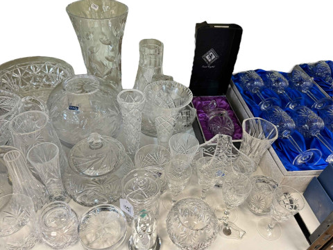 Collection of cut crystal including boxed Edinburgh Crystal, Royal County, etc. thumbnail