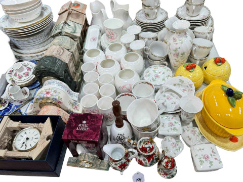 Collection of Willow Tree figures, Royal Doulton Anais Anais, Aynsley, mantel clocks, etc. thumbnail