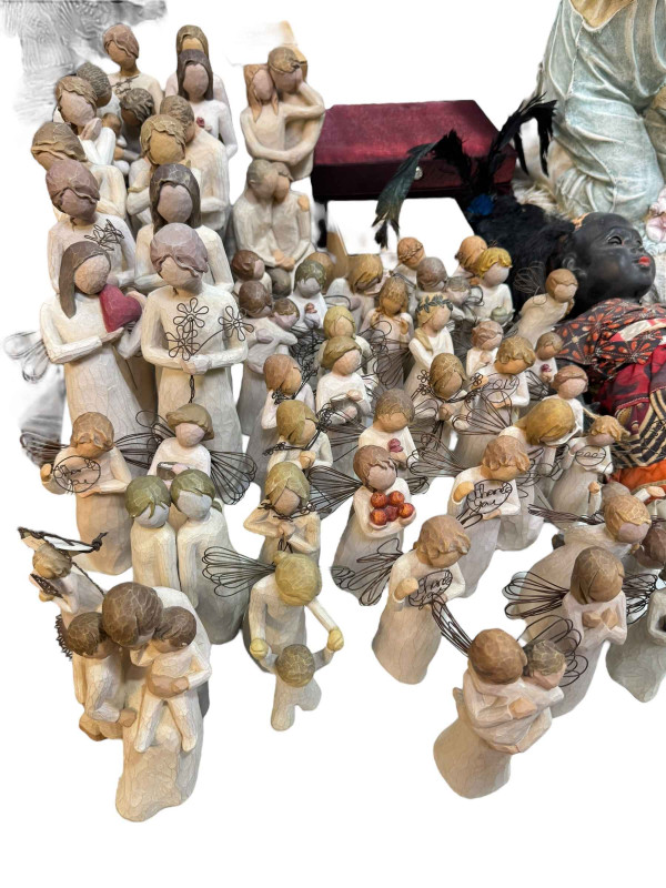 Collection of Willow Tree figures, Royal Doulton Anais Anais, Aynsley, mantel clocks, etc.