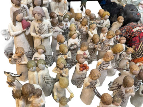 Collection of Willow Tree figures, Royal Doulton Anais Anais, Aynsley, mantel clocks, etc. thumbnail