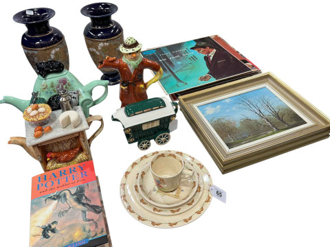 Two George Horne paintings, Barbara Vernon Bunnykins, pair of Royal Doulton...