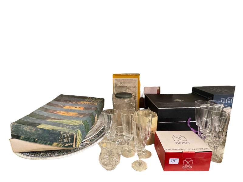 Collection of toby jugs, Indian Tree pottery, Hornsea, Stuart Crystal, furs, etc.