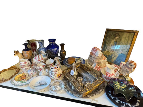 Collection of Aynsley, Carnival glass, Royal Doulton vase, etc.