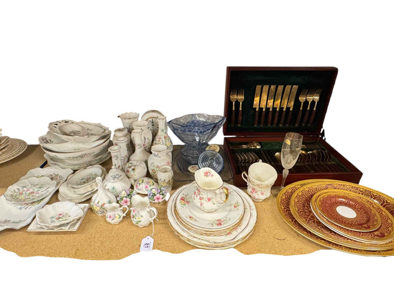 Collection of Aynsley Wild Tudor, Thomas Goode & Co Ltd fine bone china, canteen of cutlery, etc.