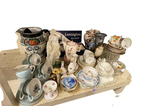 Lemington glass, part teawares, Nao, Masons, etc.