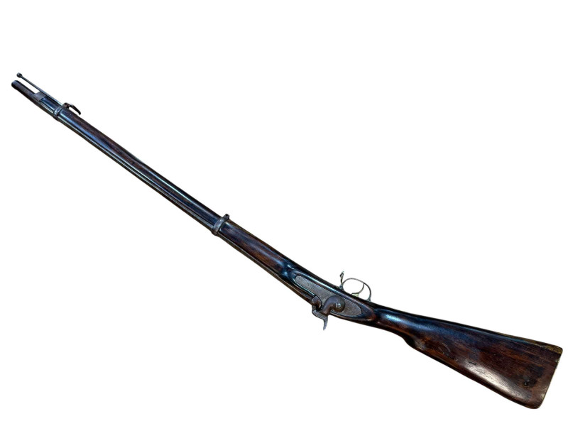 Percussion musket with twist barrel, approximately eleven bore.