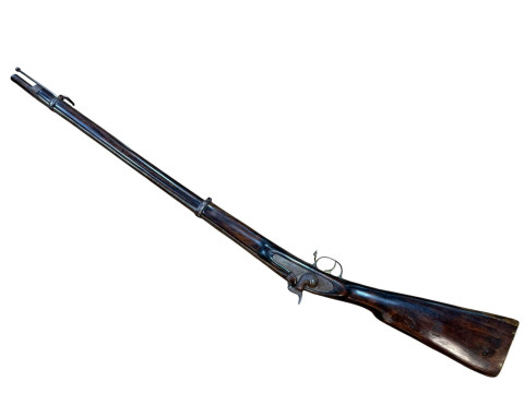 Percussion musket with twist barrel, approximately eleven bore. thumbnail