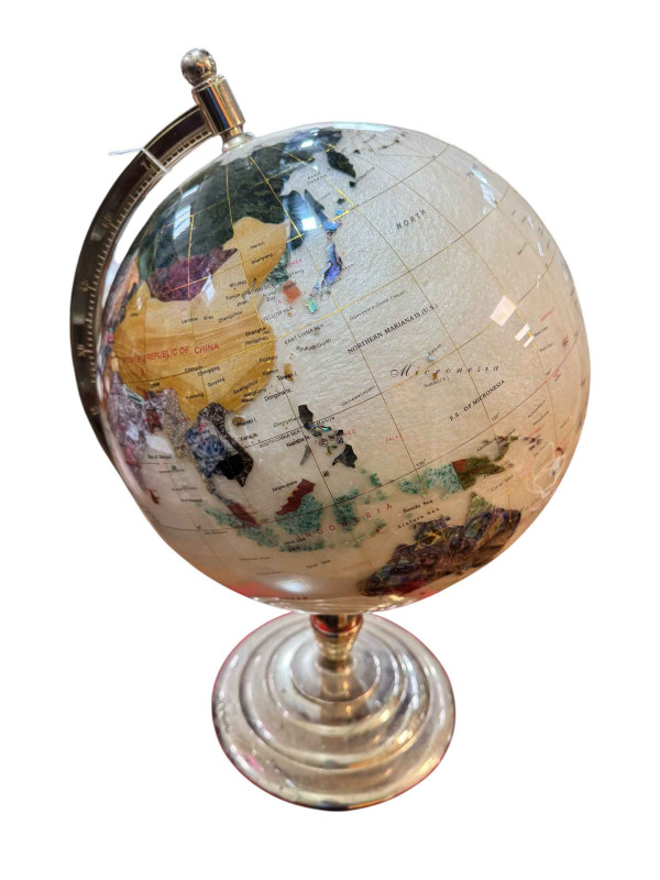 Semi precious globe, 56cm high.