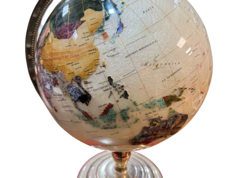 Semi precious globe, 56cm high.