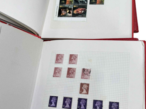 A good collection of GB stamp albums, housing Penny Black with a red Maltese...