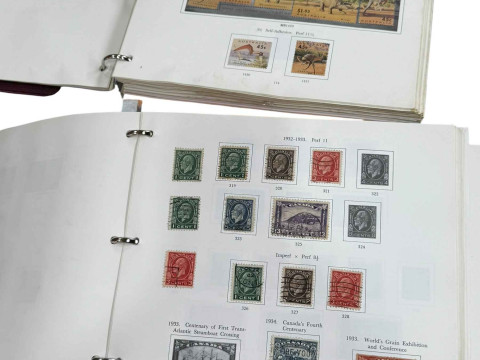 Collection of stamp albums inc 1913-1949 Australia Kangaroos, 1868-1893...