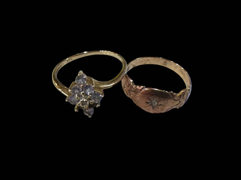 Two 9 carat gold gem set rings.