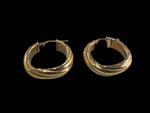 Pair 9 carat gold loop earrings.