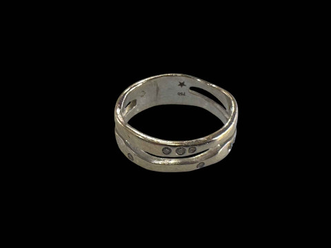 18 carat white gold band ring with diamonds.