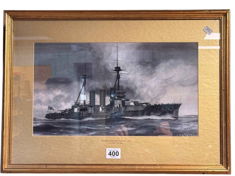 Oscar Parkes, Japanese Battlecruiser Kurama circa 1915, signed lower right,...