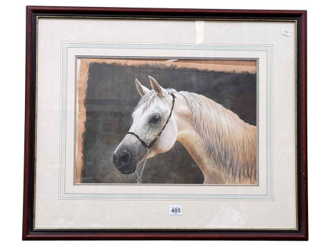 John Lewis Fitzgerald, Study of a Horses Head, watercolour, framed, 58cm...